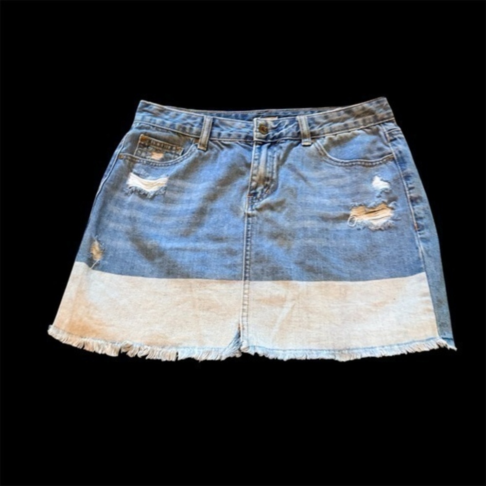 True Craft multi colored distressed Stylish Denim Jean Skirt